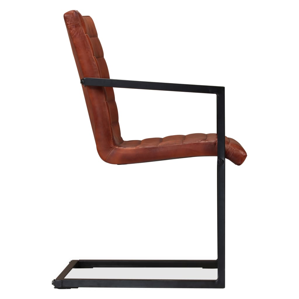 vidaXL Трапезни столове, 2 бр, кафяви, естествена кожа
