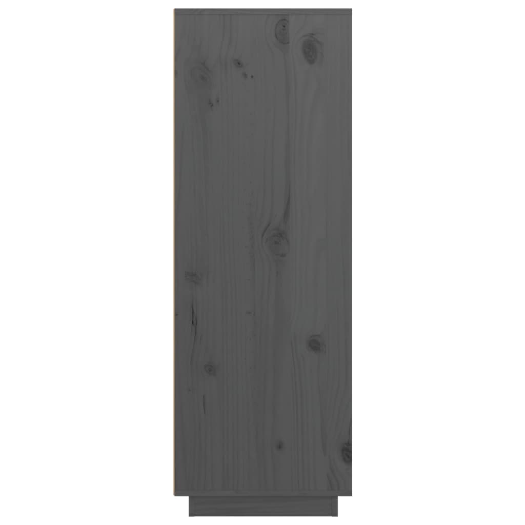 vidaXL Висок шкаф, сив, 89x40x116,5 см, борово дърво масив