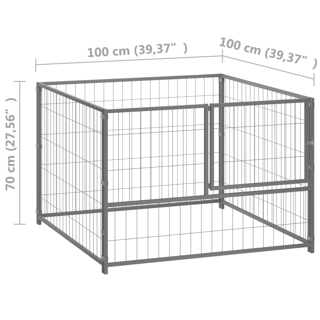 vidaXL Клетка за кучета, сребриста, 100x100x70 см, стомана