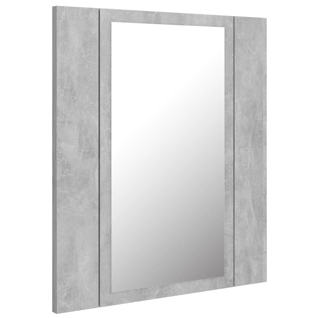 vidaXL LED шкаф с огледало за баня, бетонно сив, 40x12x45 см