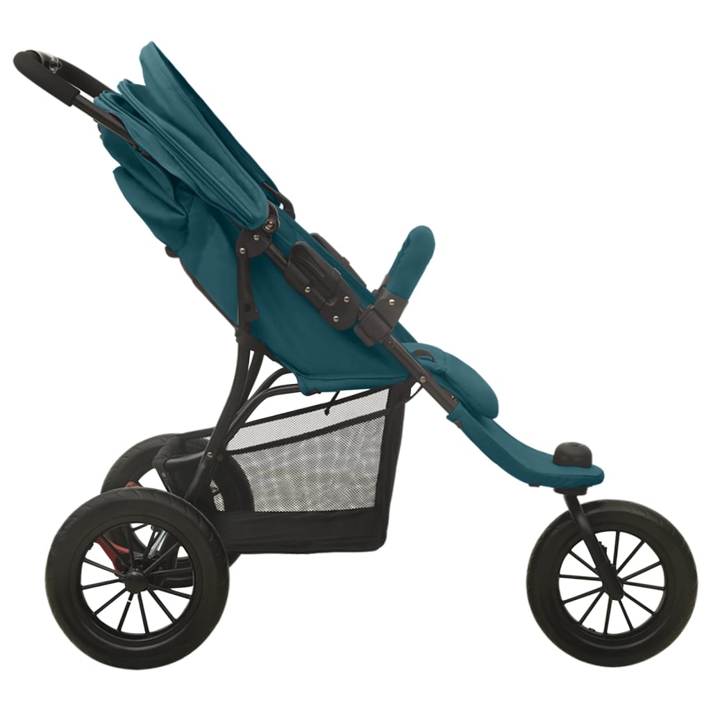 vidaXL Бебешка количка, зелена, стомана