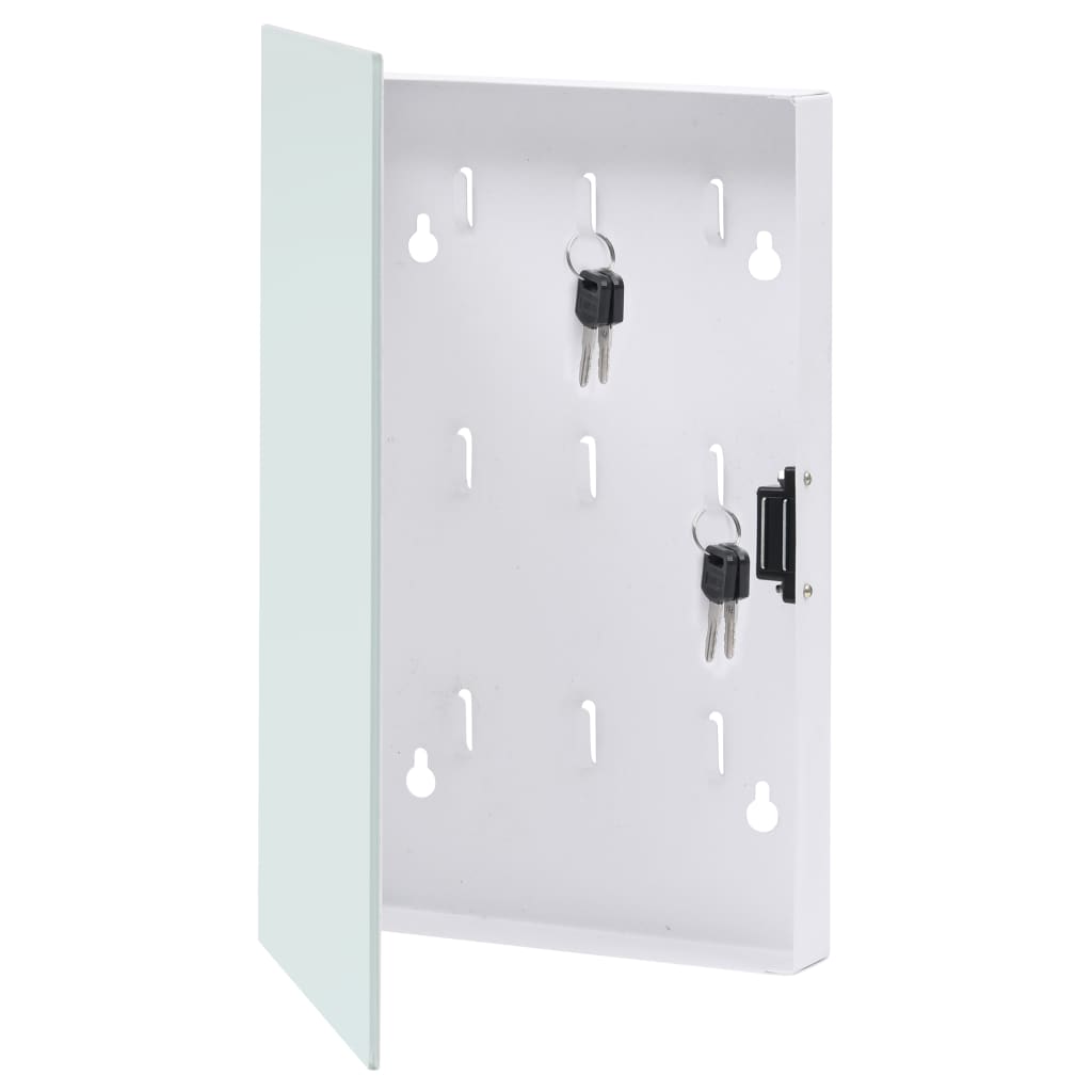 vidaXL Кутия за ключове с магнитна дъска, бяла, 30x20x5,5 см