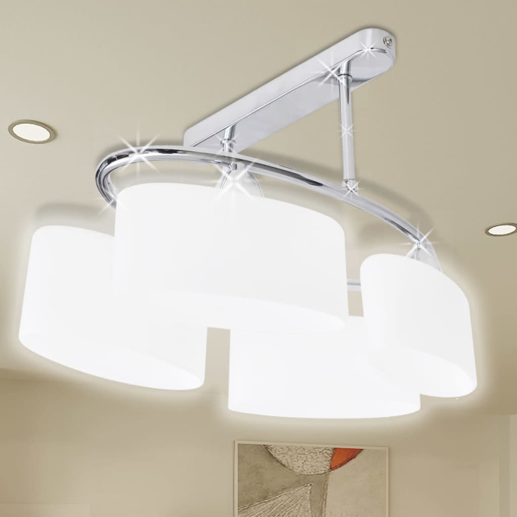 Лампа за таван с 4 елипсовидни стъклени абажура, за крушки тип Е14