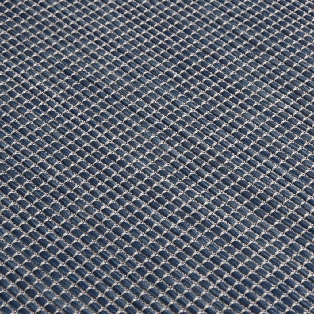 vidaXL Градински плоскотъкан килим, 140x200 см, син