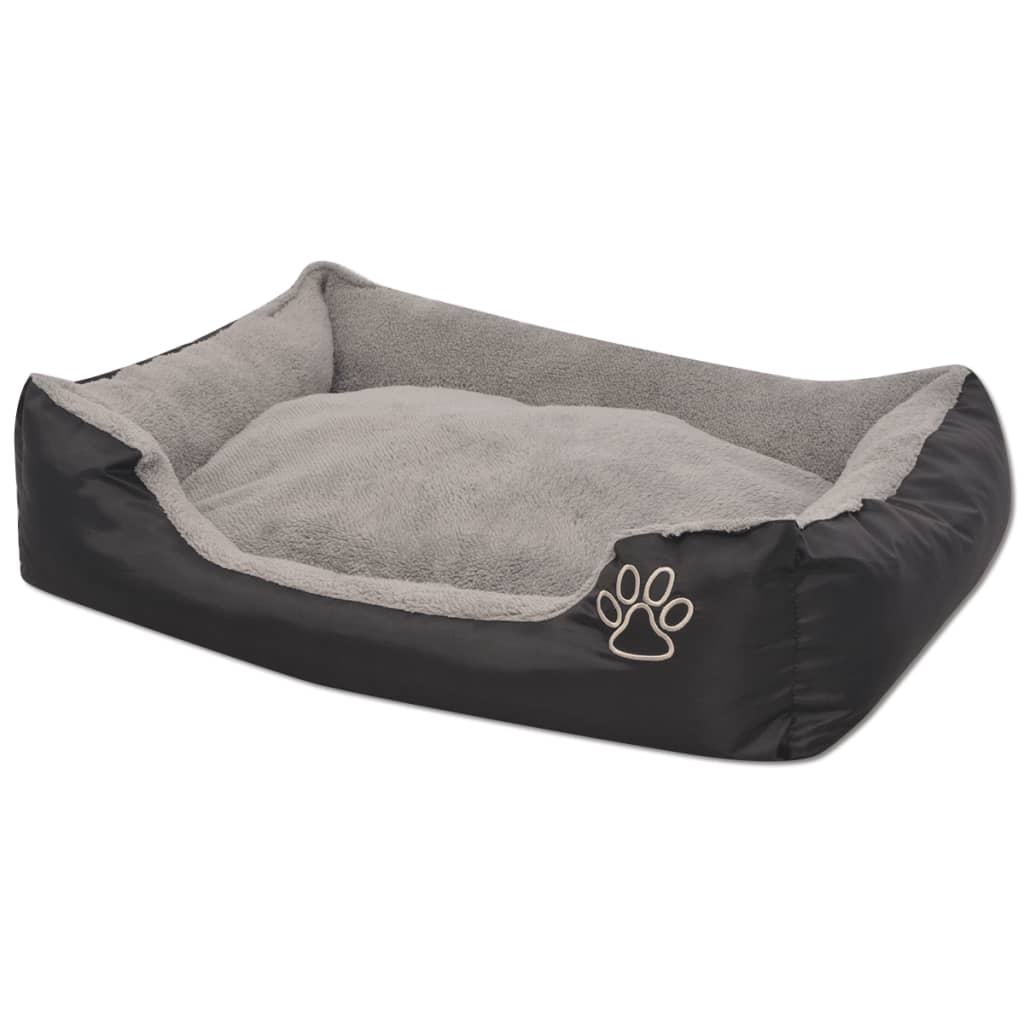 vidaXL Кучешко легло с подплатена възглавница, размер L, черно
