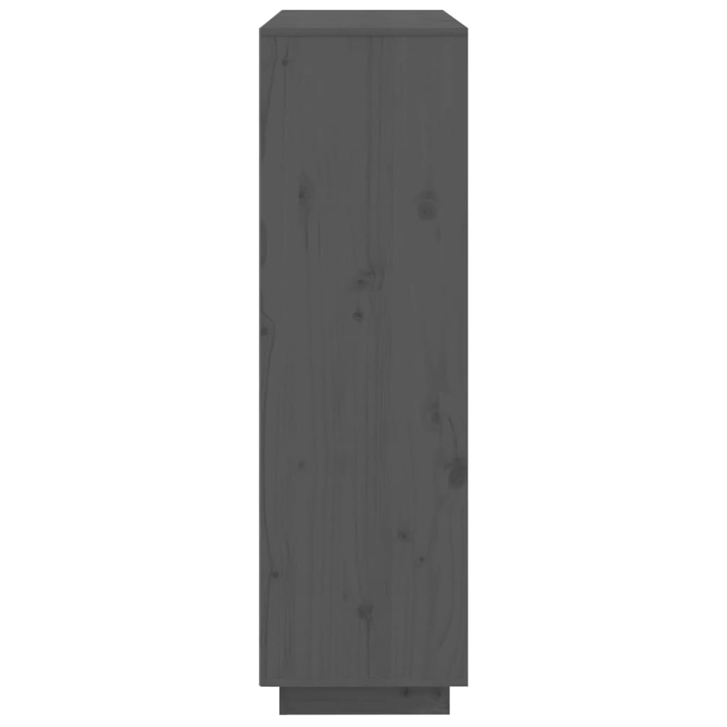 vidaXL Висок шкаф, сив, 110,5x35x117 см, борово дърво масив