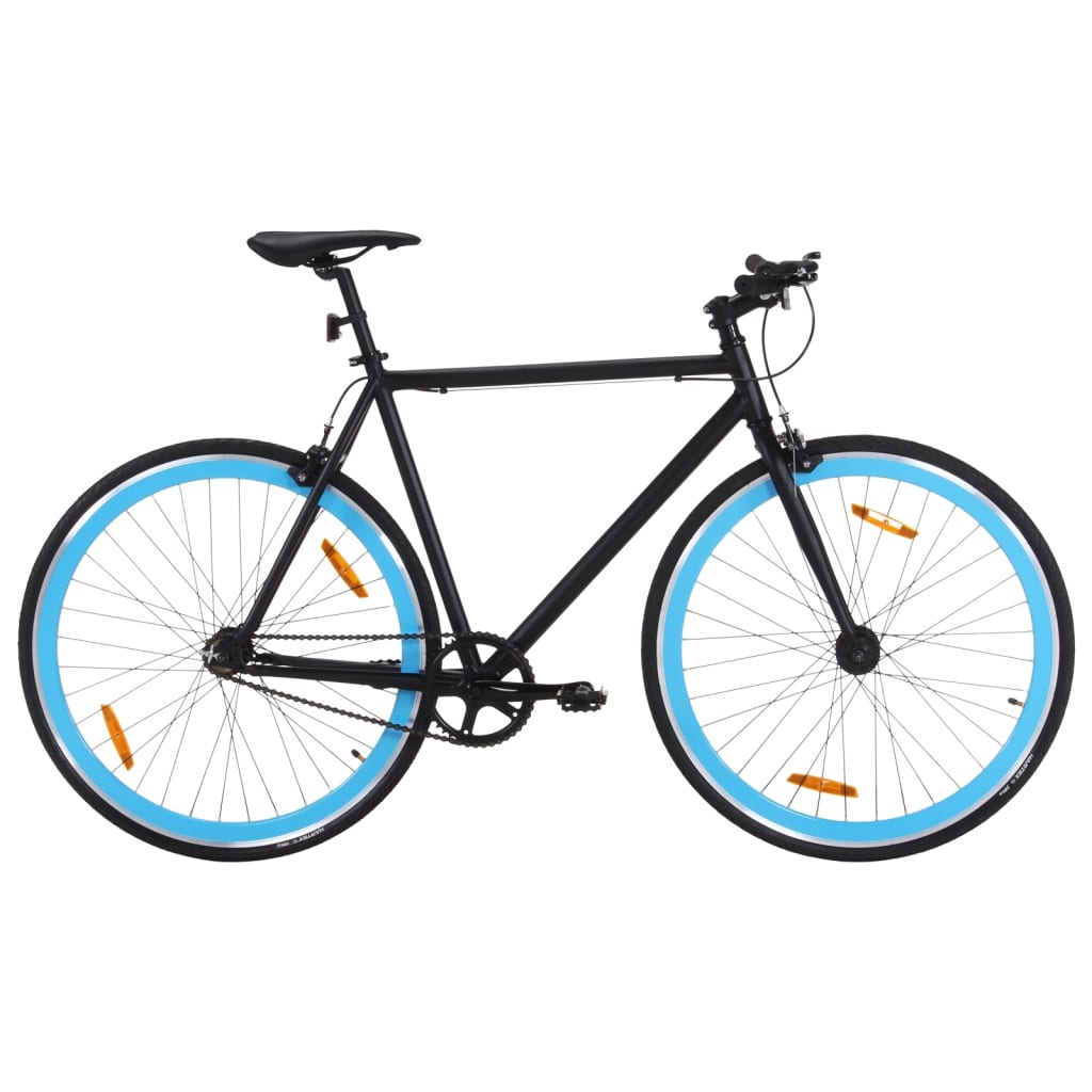 vidaXL Велосипед с фиксирана предавка, черно и синьо, 700c, 51 см