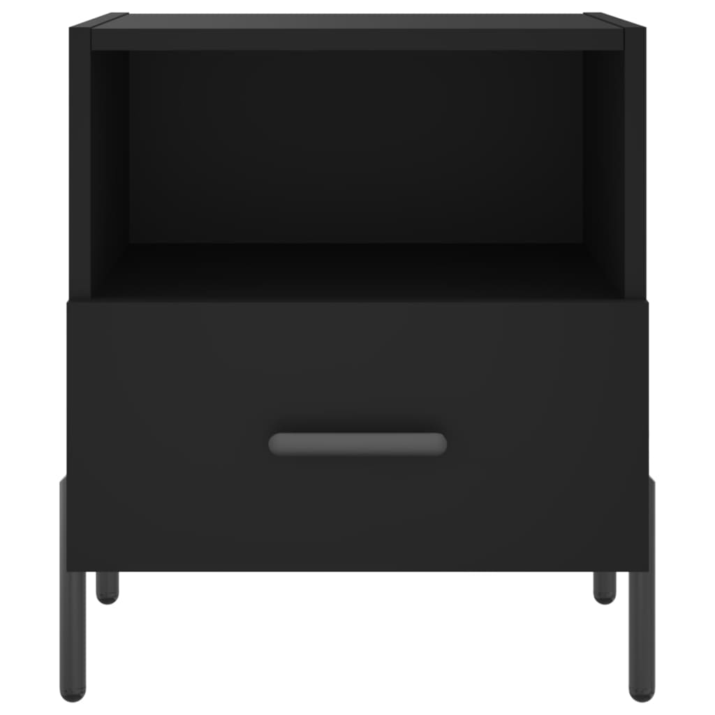 vidaXL Нощно шкафче, черно, 40x35x47,5 см, инженерно дърво