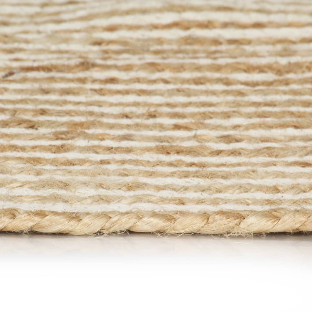 vidaXL Ръчно тъкан килим от юта, дизайн на спирали, бял, 90 см