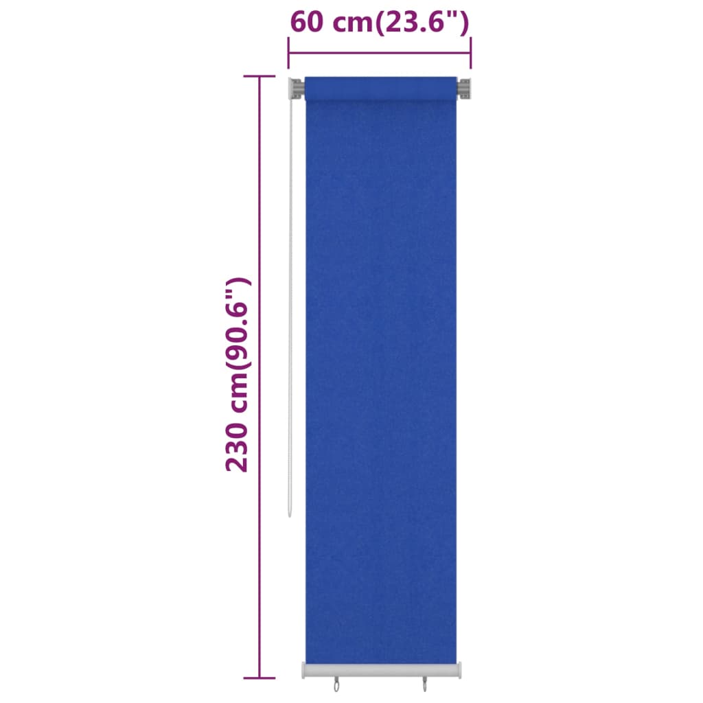 vidaXL Външна роло щора, 60x230 см, синя, HDPE