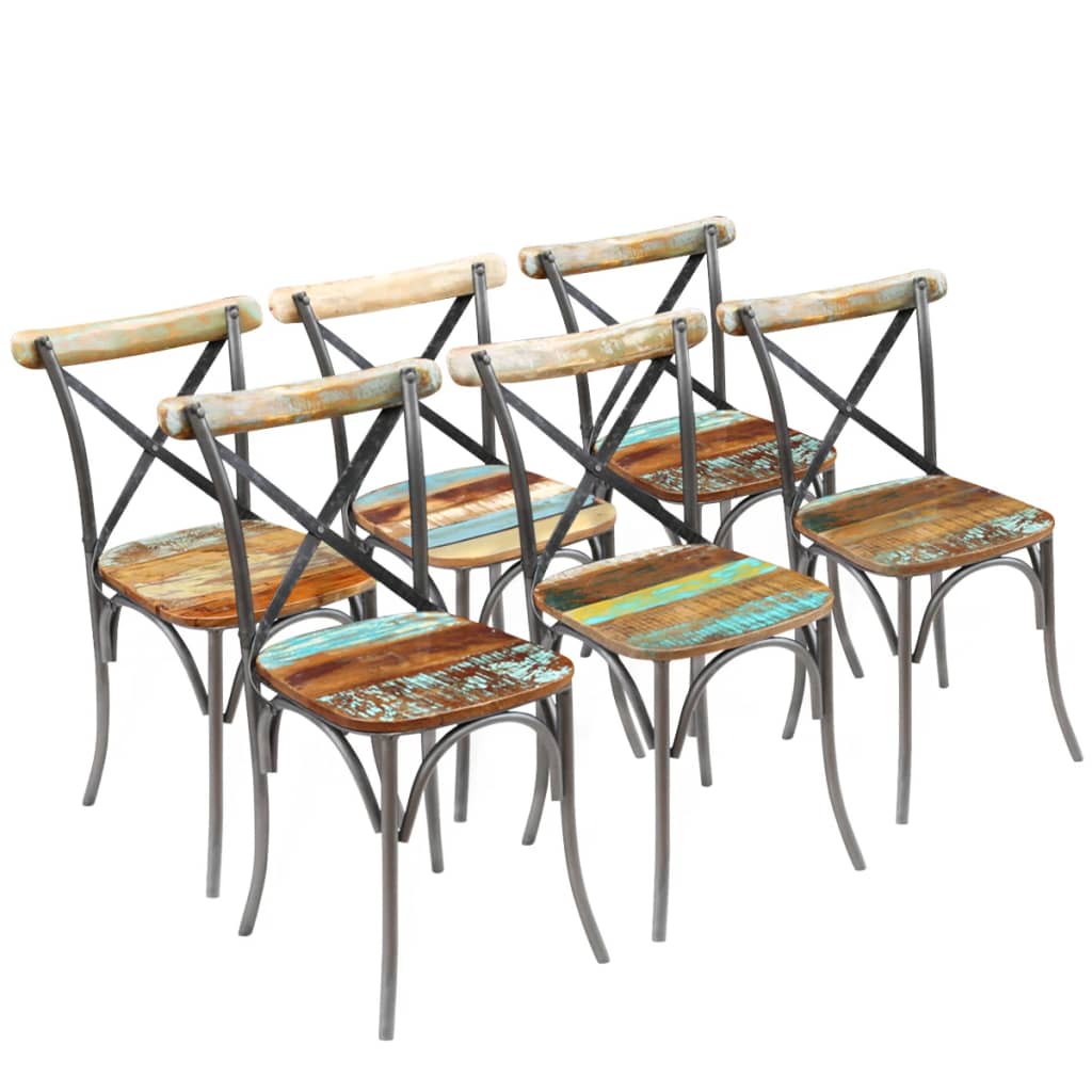 vidaXL Трапезни столове, 6 бр, регенерирано дърво масив
