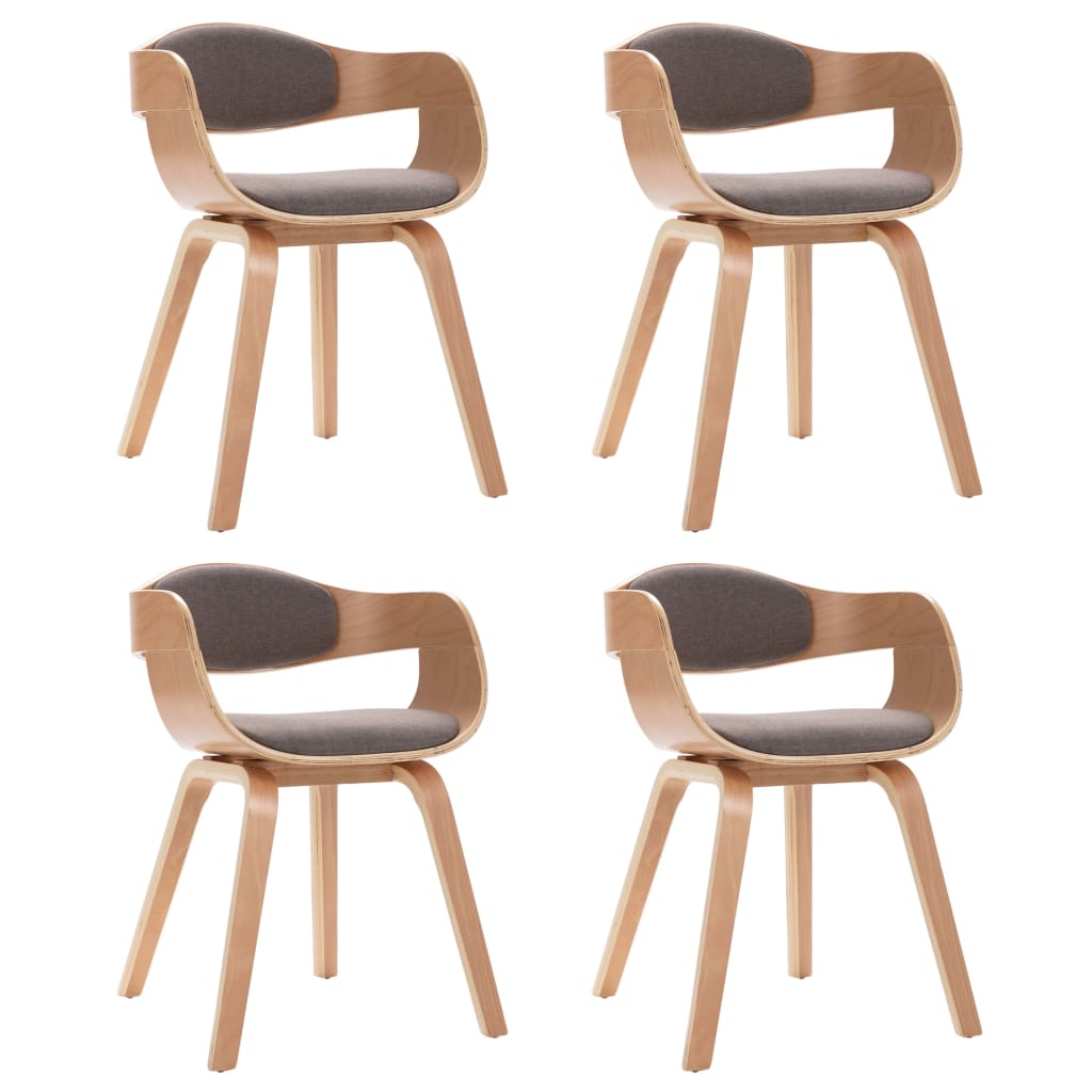 vidaXL Трапезни столове, 4 бр, извито дърво и текстил таупе