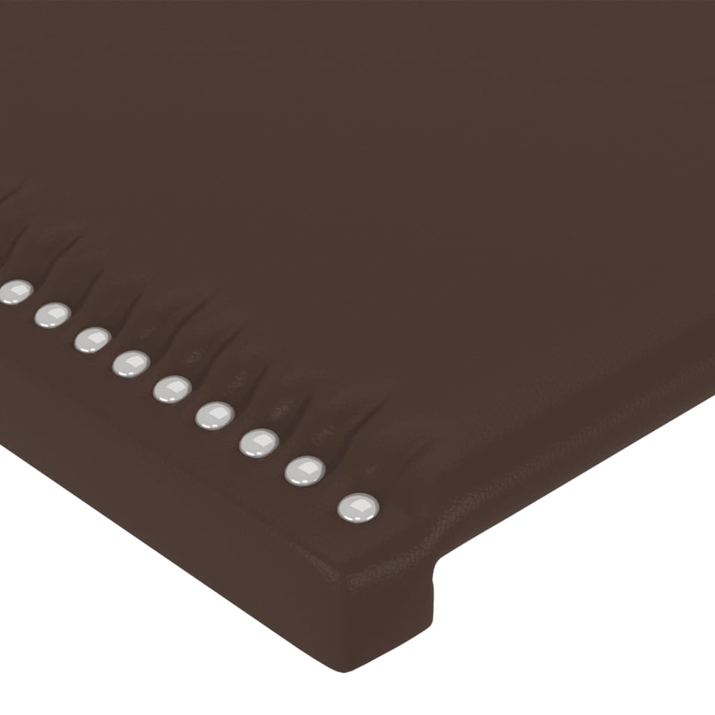 vidaXL LED горна табла за легло, кафява, 203x16x118/128 см
