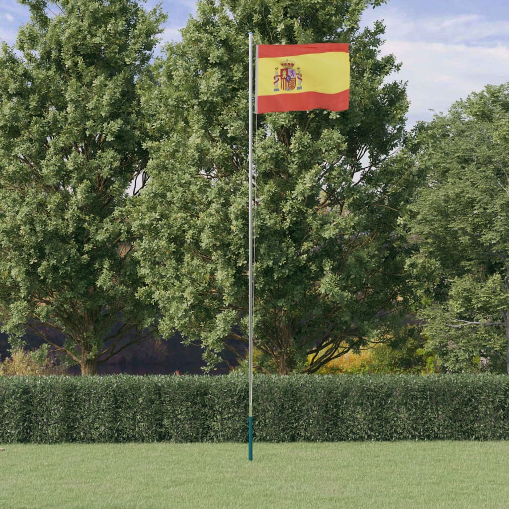 vidaXL Флаг на Испания и стълб, 6,23 м, алуминий
