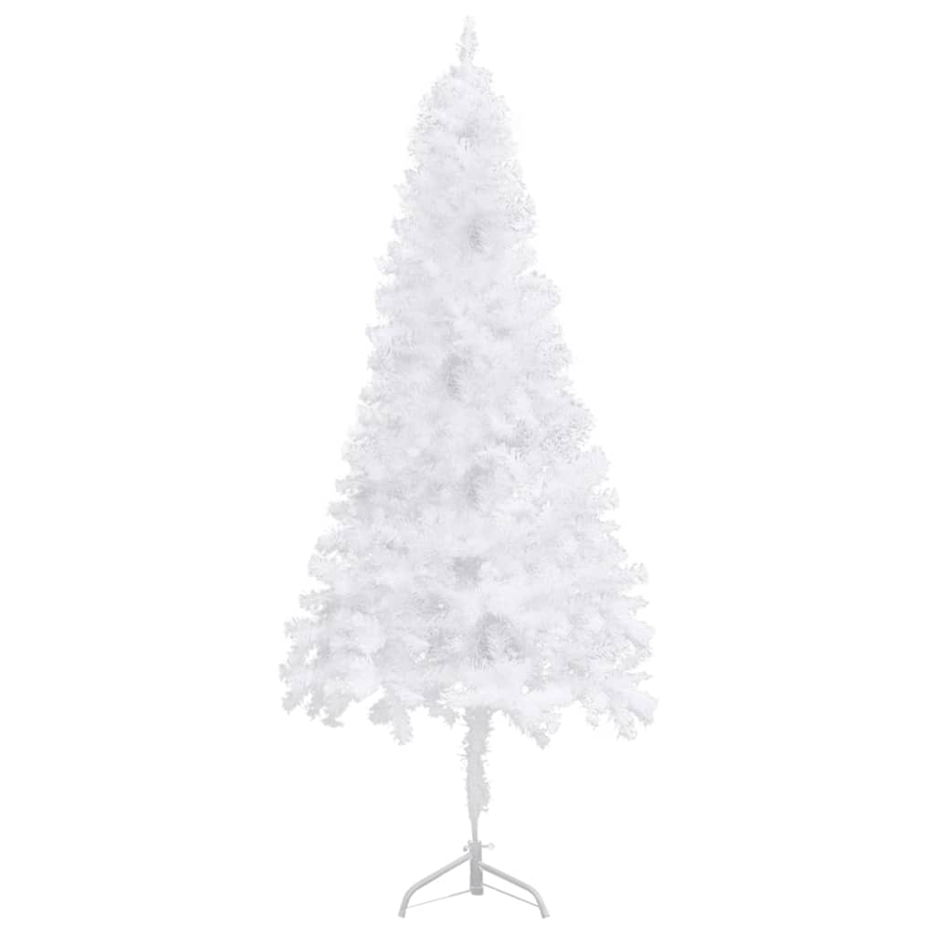 vidaXL Ъглова изкуствена коледна елха с LED и топки бяла 240 см PVC