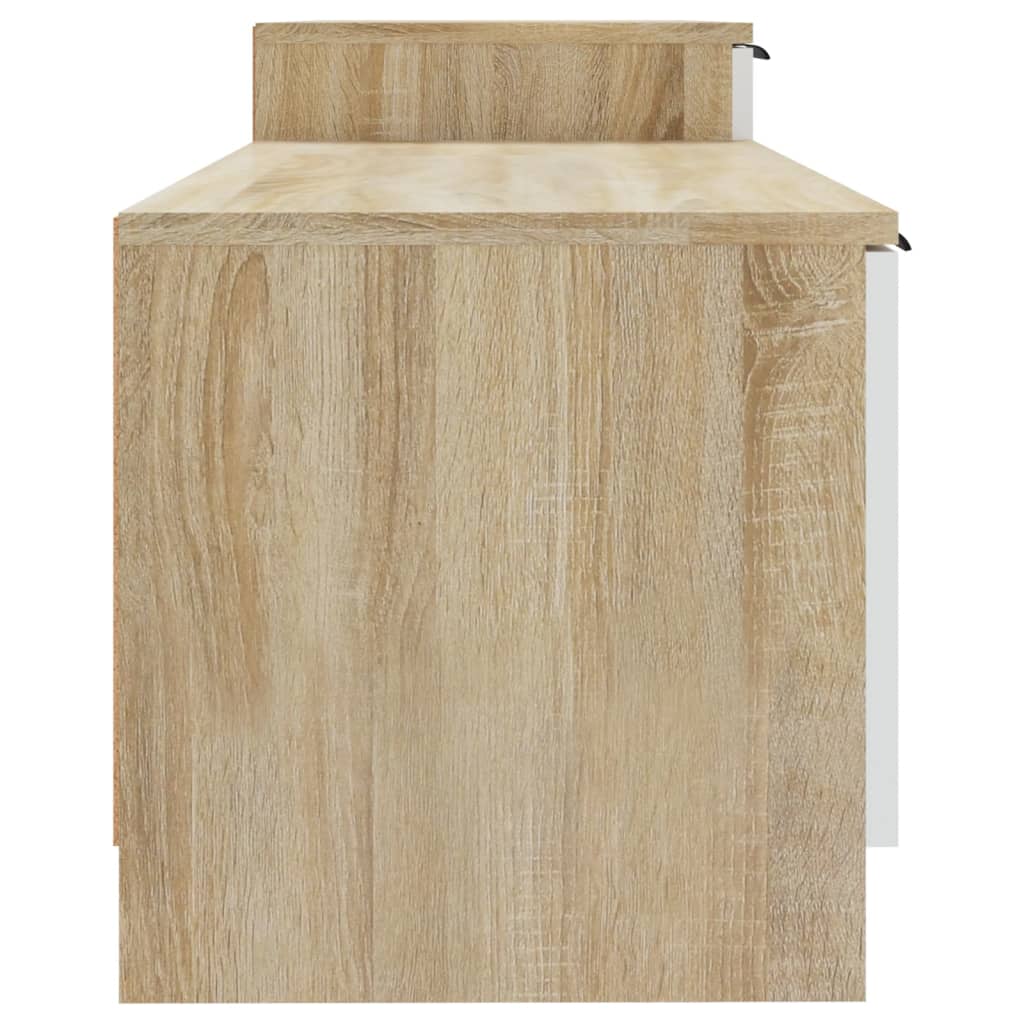 vidaXL ТВ шкаф, бяло и дъб сонома, 158,5x36x45 см, инженерно дърво