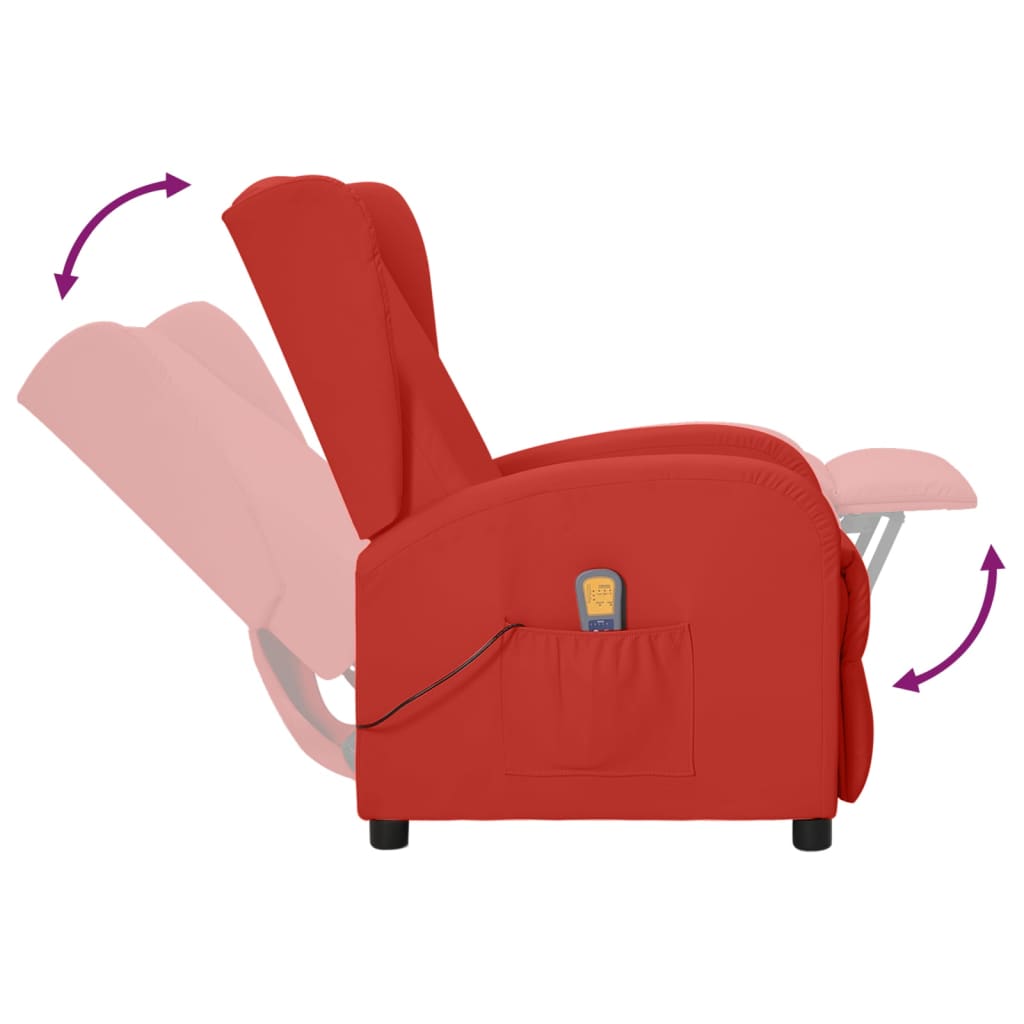 vidaXL Wingback масажен стол виненочервен изкуствена кожа