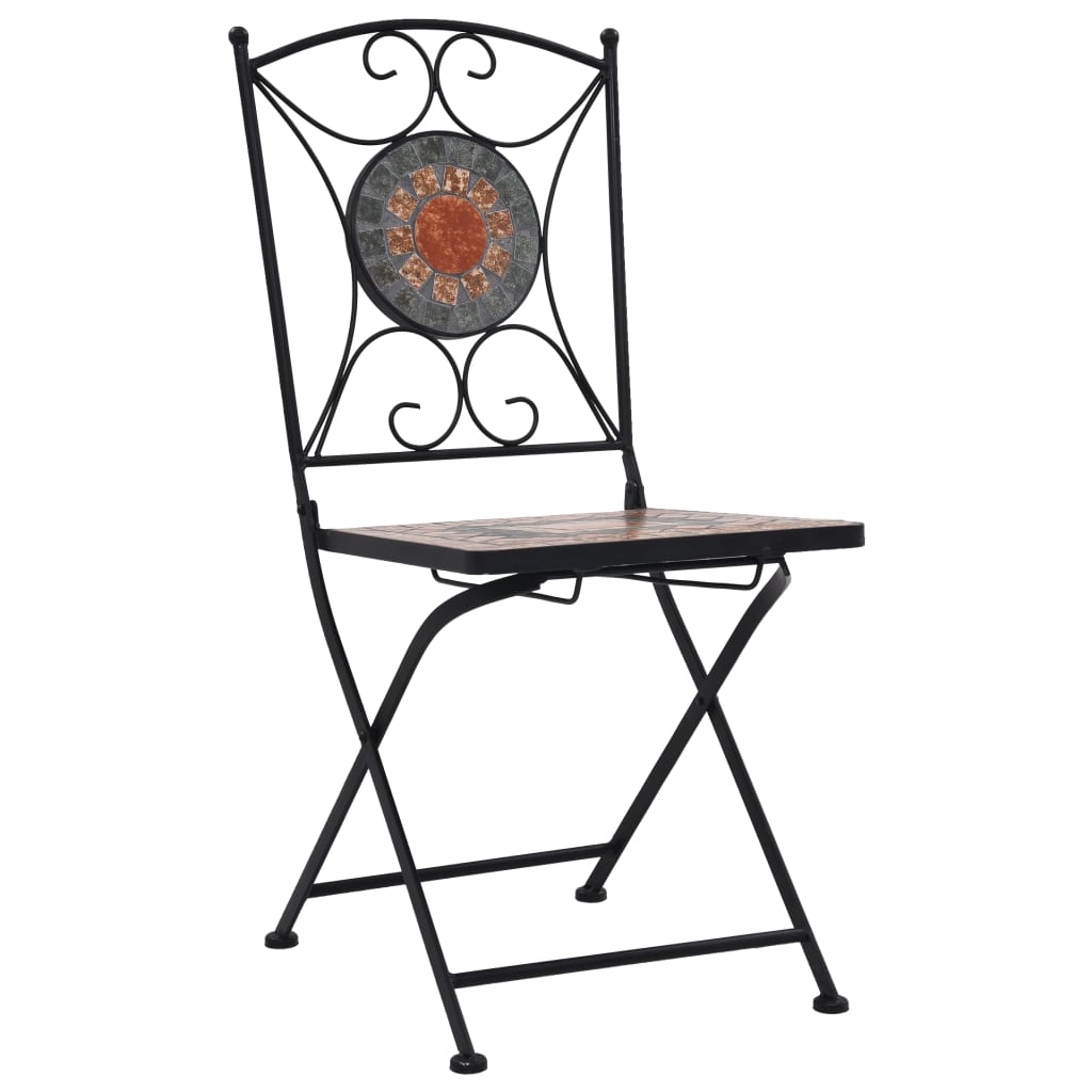 vidaXL Мозаечни бистро столове, 2 бр, оранжеви/сиви