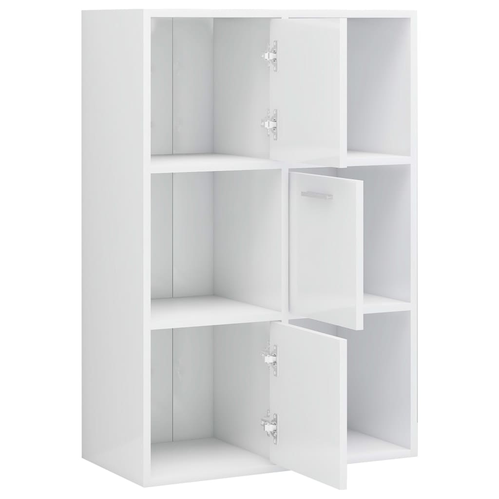vidaXL Шкаф за съхранение, бял гланц, 60x29,5x90 см, ПДЧ