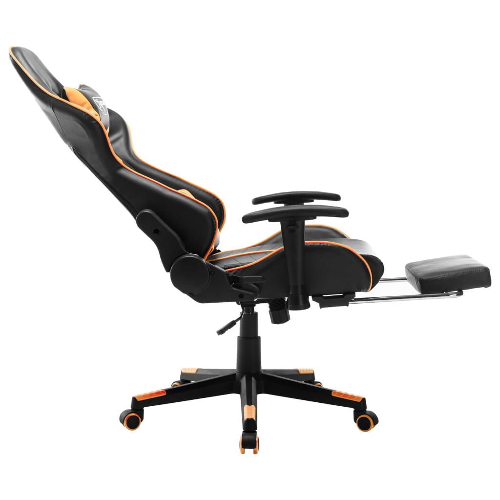 vidaXL Геймърски стол с подложка крака черно/оранжево изкуствена кожа