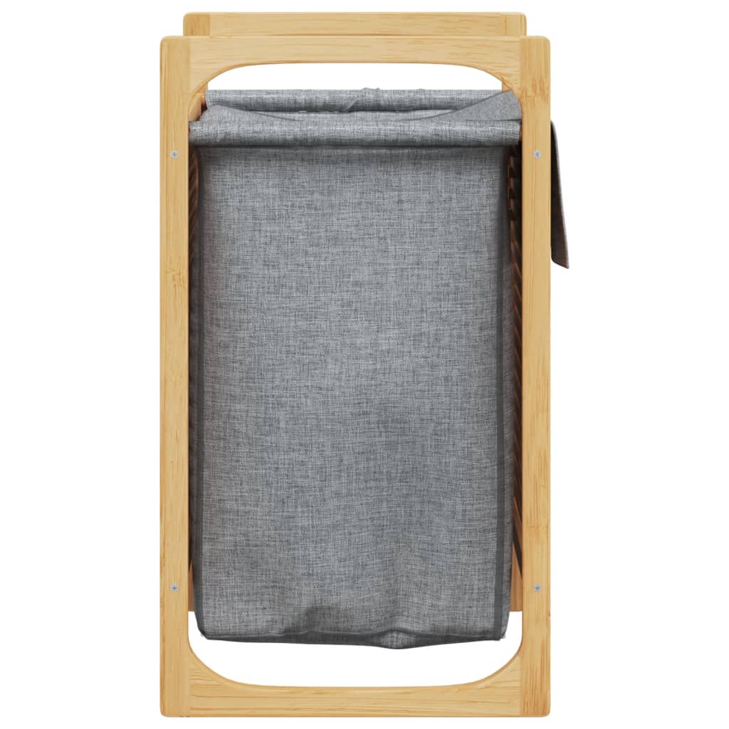vidaXL Кош за пране със сива торба 32x30x36,5 см бамбук