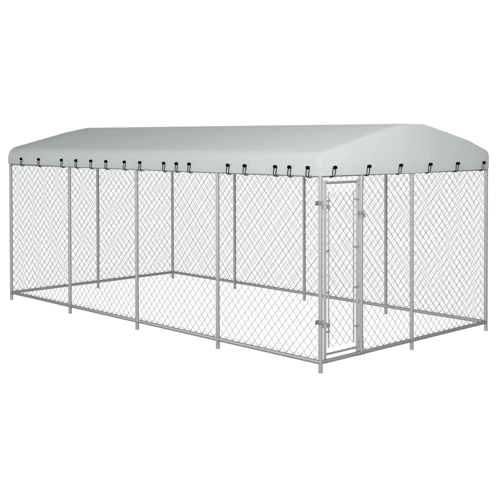 vidaXL Дворна клетка за кучета с покрив, 8x4x2,3 м
