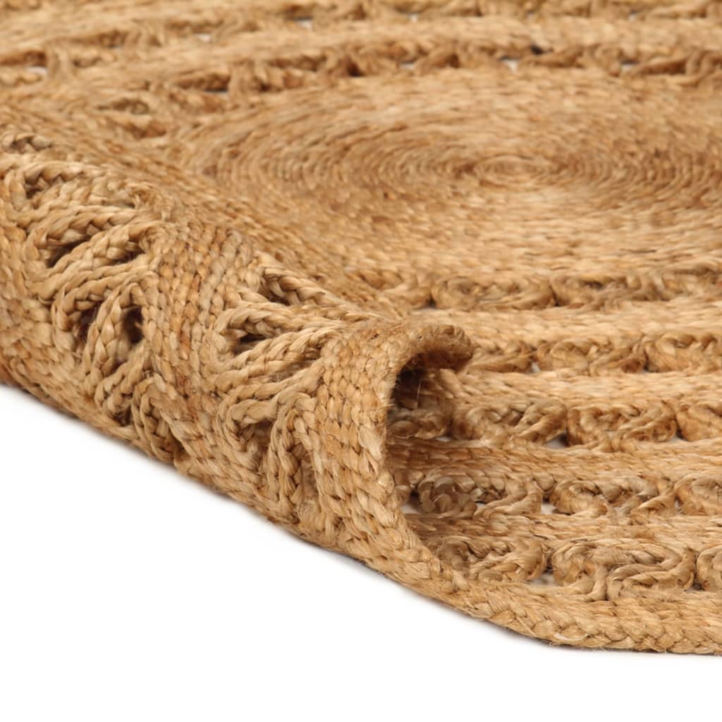vidaXL Ръчно плетен килим, юта, 90 см, кръгъл