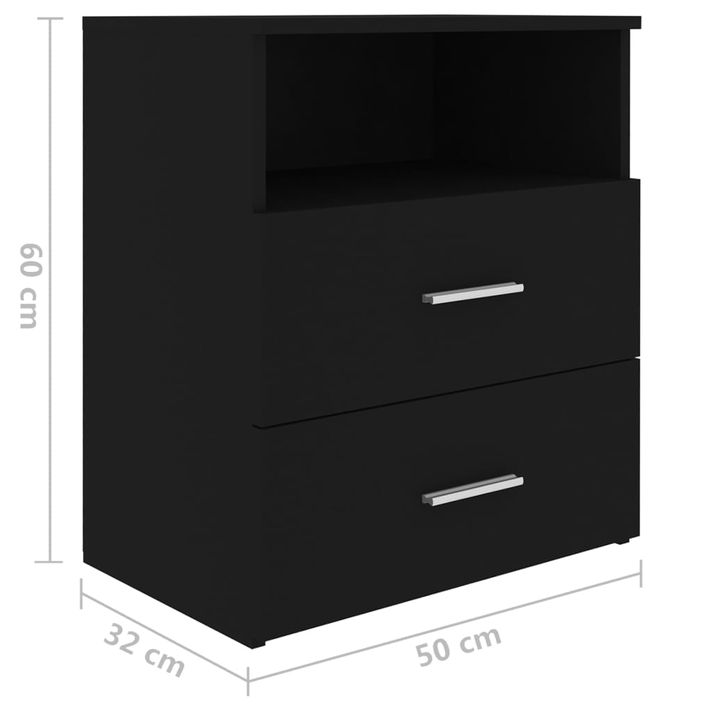 vidaXL Нощни шкафчета, 2 бр, черни, 50x32x60 см