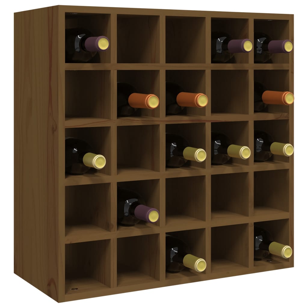 vidaXL Шкаф за вино меденокафяв 56x25x56 см масивна дървесина бор