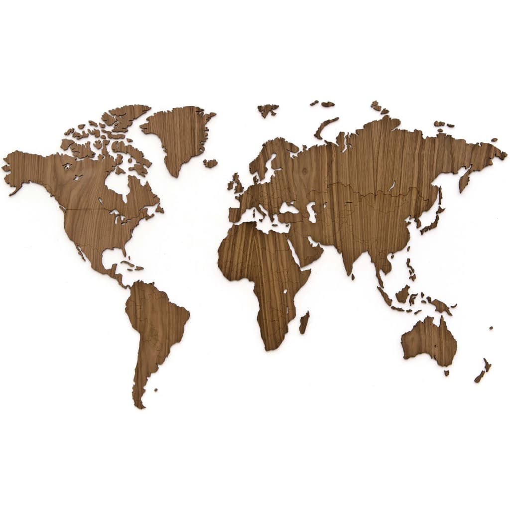 MiMi Innovations Карта на света стенна дърво Exclusive орех 130x78 см