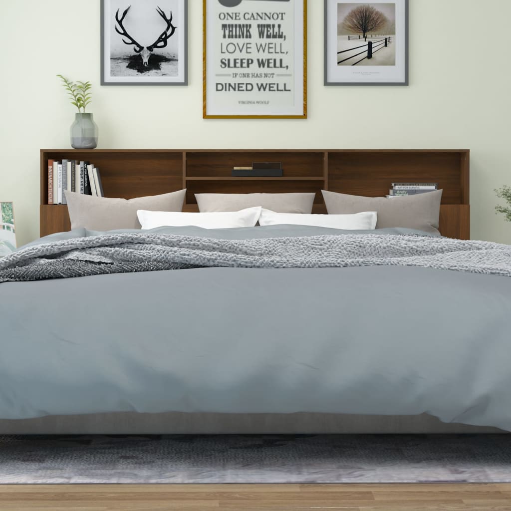 vidaXL Табла за легло тип шкаф, кафяв дъб, 220x19x103,5 см