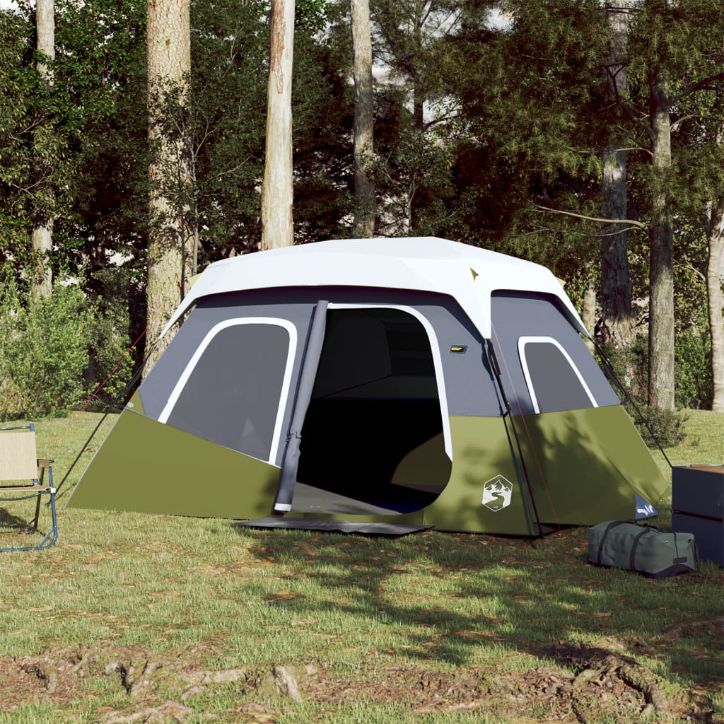 vidaXL Семейна палатка с LED 6-местна светлозелен бързо освобождаване