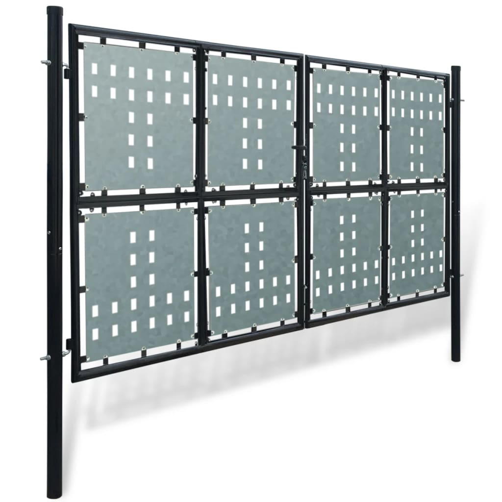 vidaXL Единична оградна врата, 300x200 см, черна