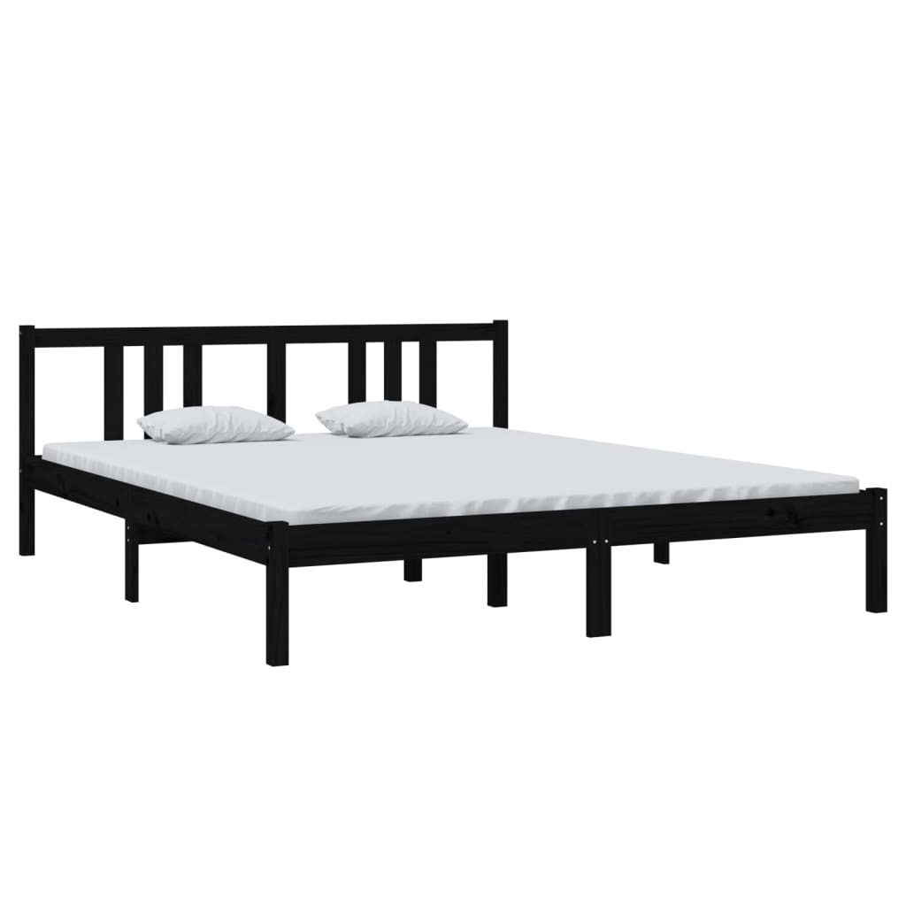 vidaXL Рамка за легло, черна, дърво масив, 160х200 см
