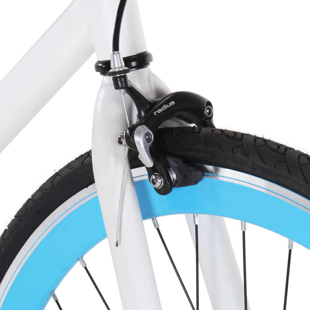 vidaXL Велосипед с фиксирана предавка, бяло и синьо, 700c, 51 см