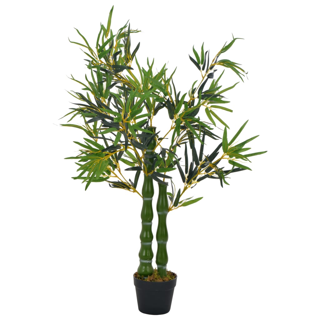 vidaXL Изкуствено растение бамбук със саксия, зелено, 110 см