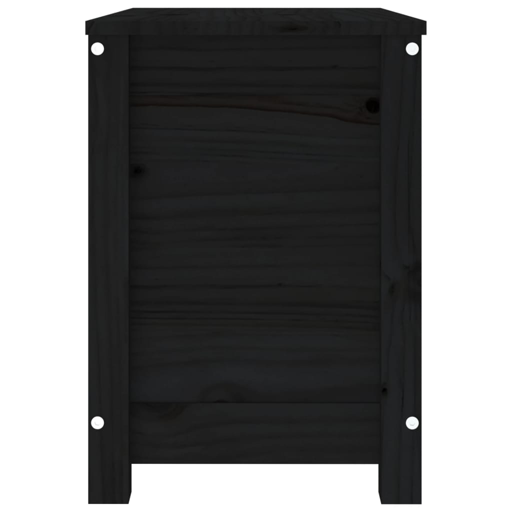 vidaXL Кутия за съхранение, черен, 60x32x45,5 см, борово дърво масив