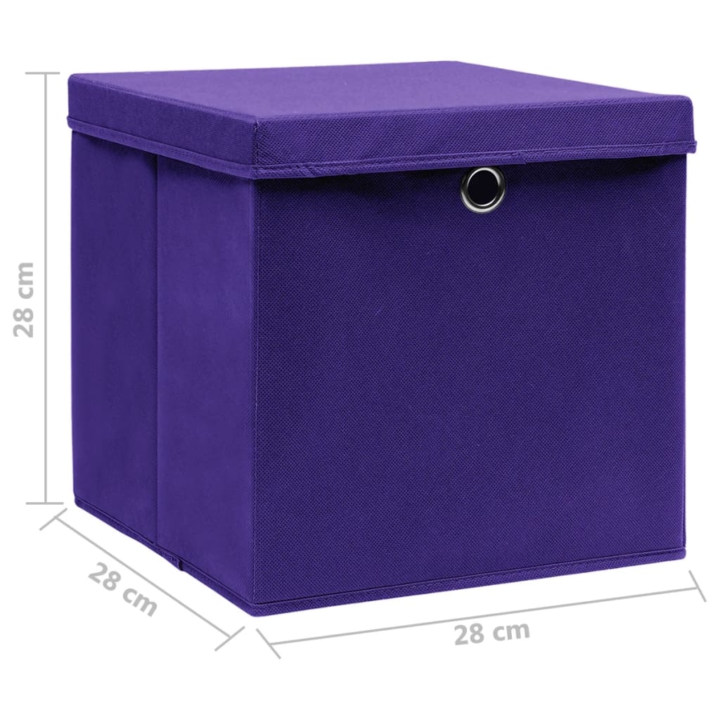 vidaXL Кутии за съхранение с капаци 10 бр 28x28x28 см лилави