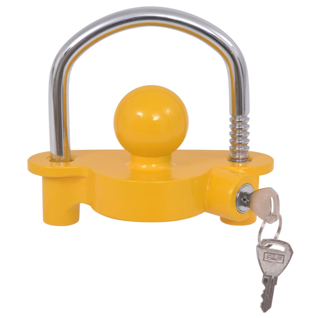 vidaXL Заключващ механизъм за ремарке 2 ключа стомана и алуминий жълт
