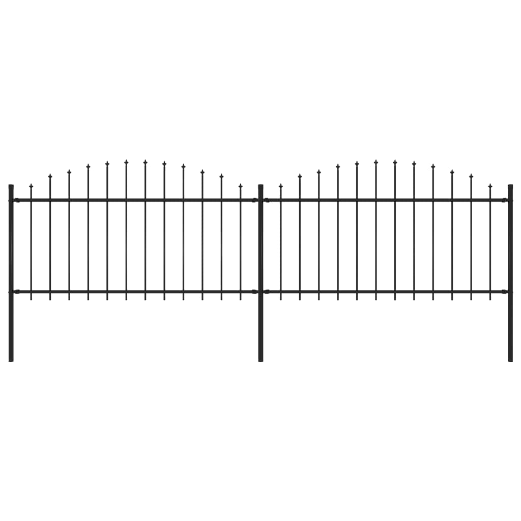 vidaXL Градинска ограда с пики, стомана, (1,25-1,5)x3,4 м, черна