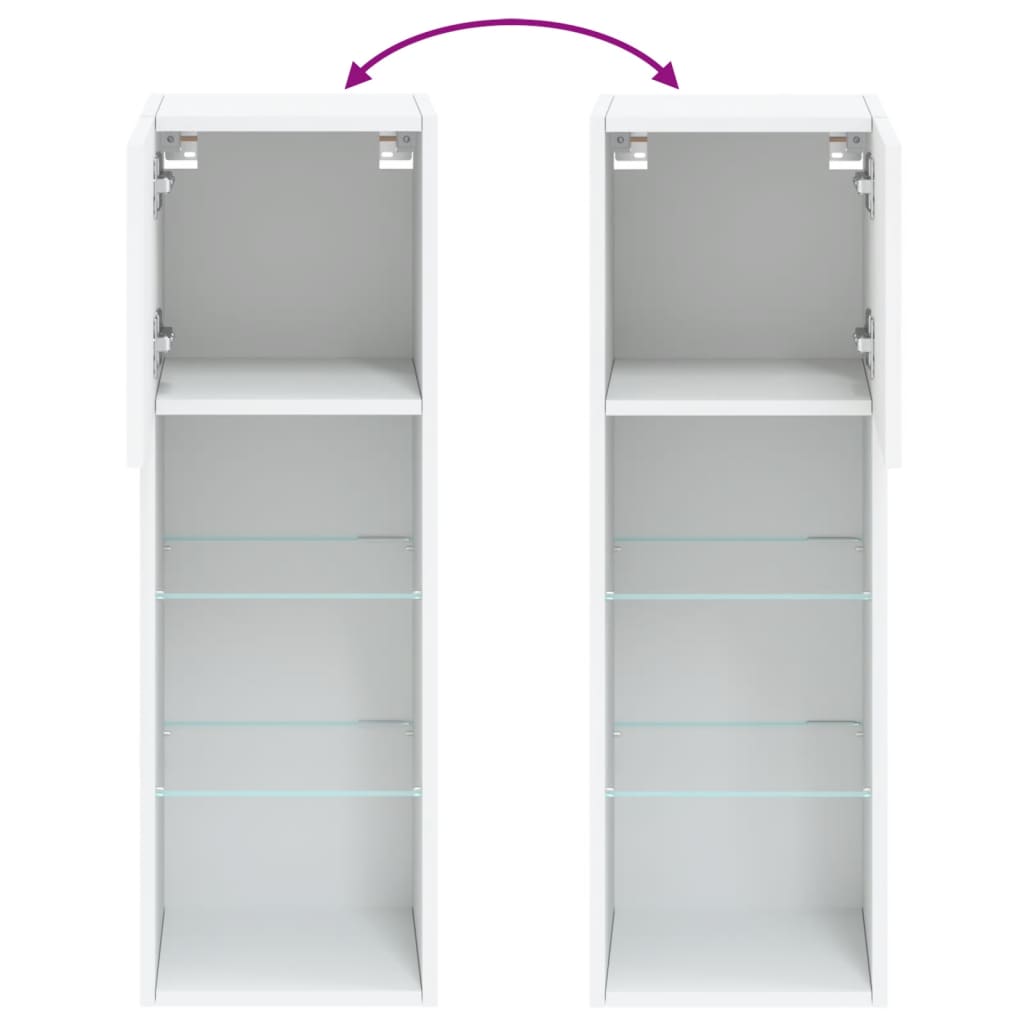 vidaXL ТВ шкафове с LED осветление, 2 бр, бели, 30,5x30x90 см