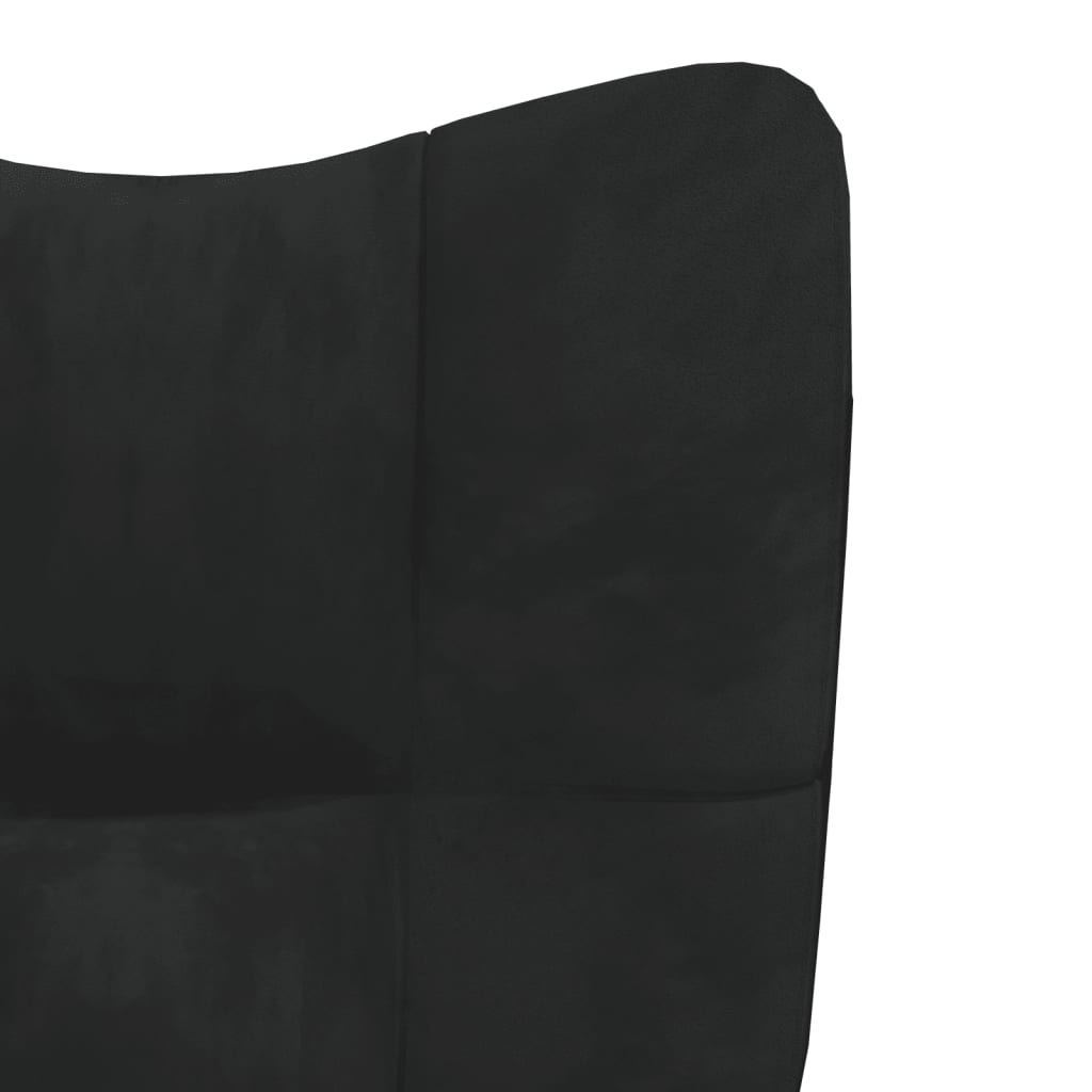 vidaXL Релакс стол с табуретка, черен, кадифе
