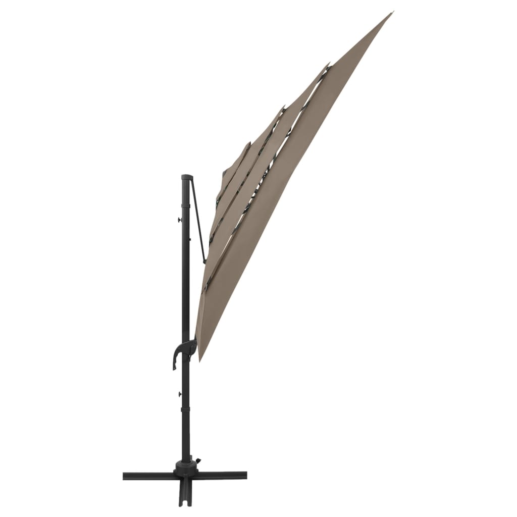 vidaXL Градински чадър на 4 нива с алуминиев прът, таупе, 250x250 см