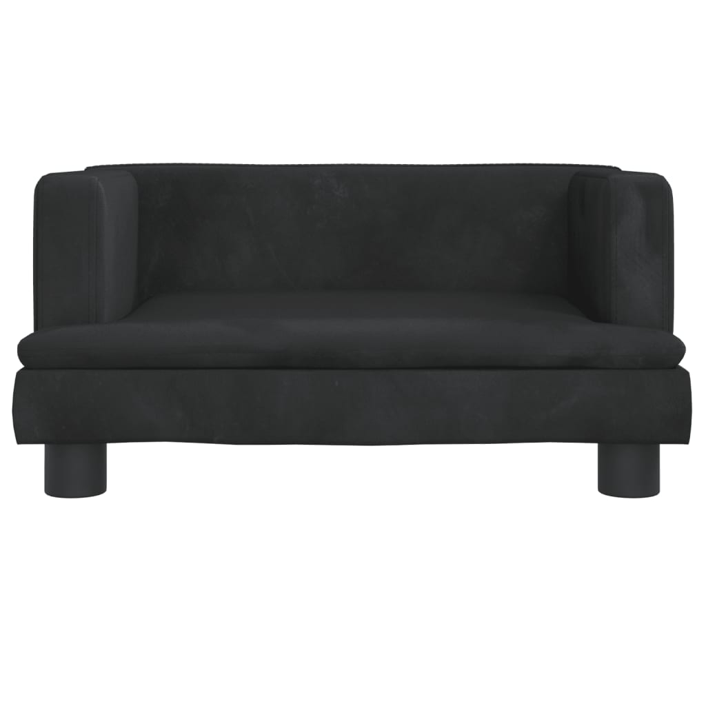 vidaXL Детски диван, черно, 60x40x30 см, кадифе