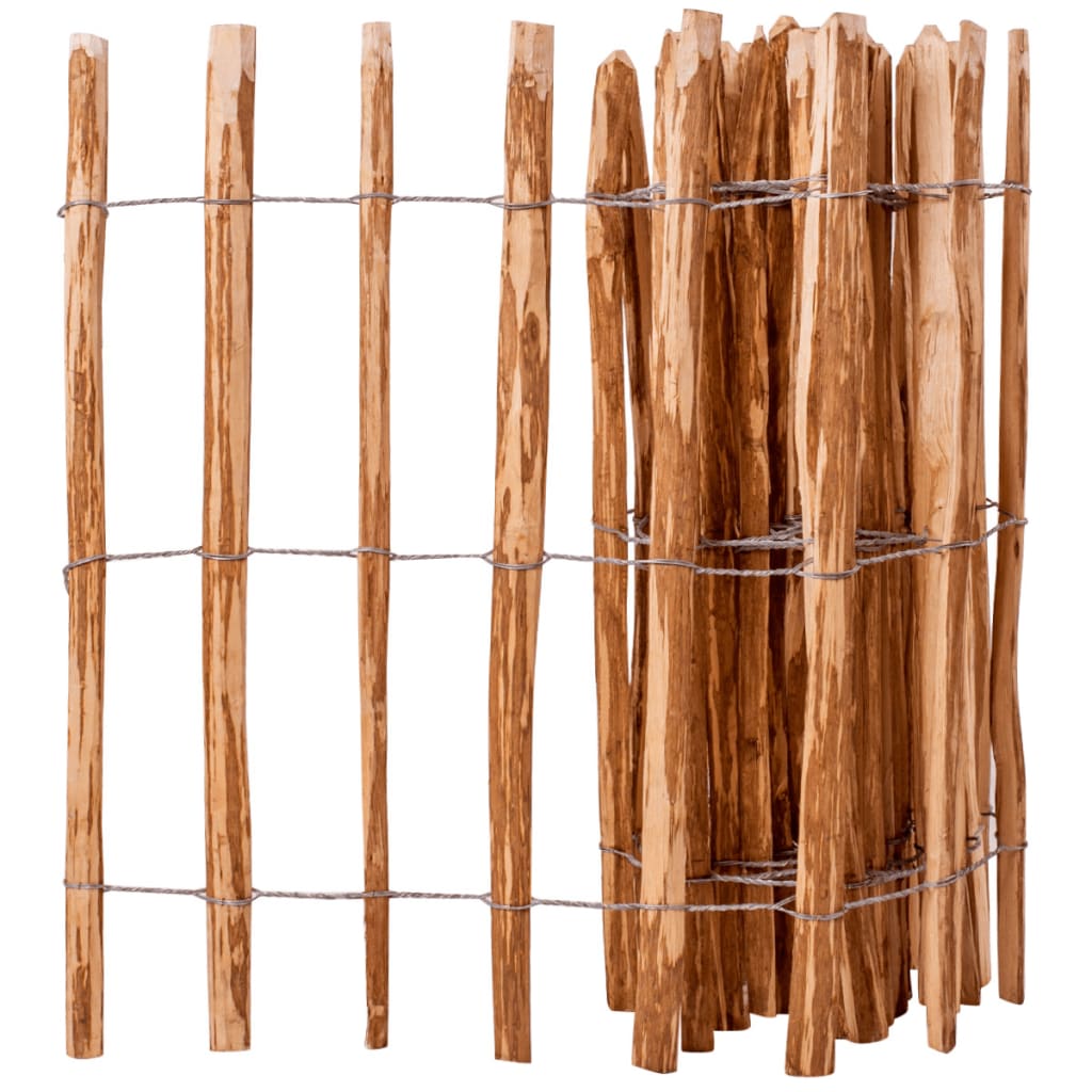 vidaXL Дървена ограда от колчета, лешниково дърво, 90x500 см