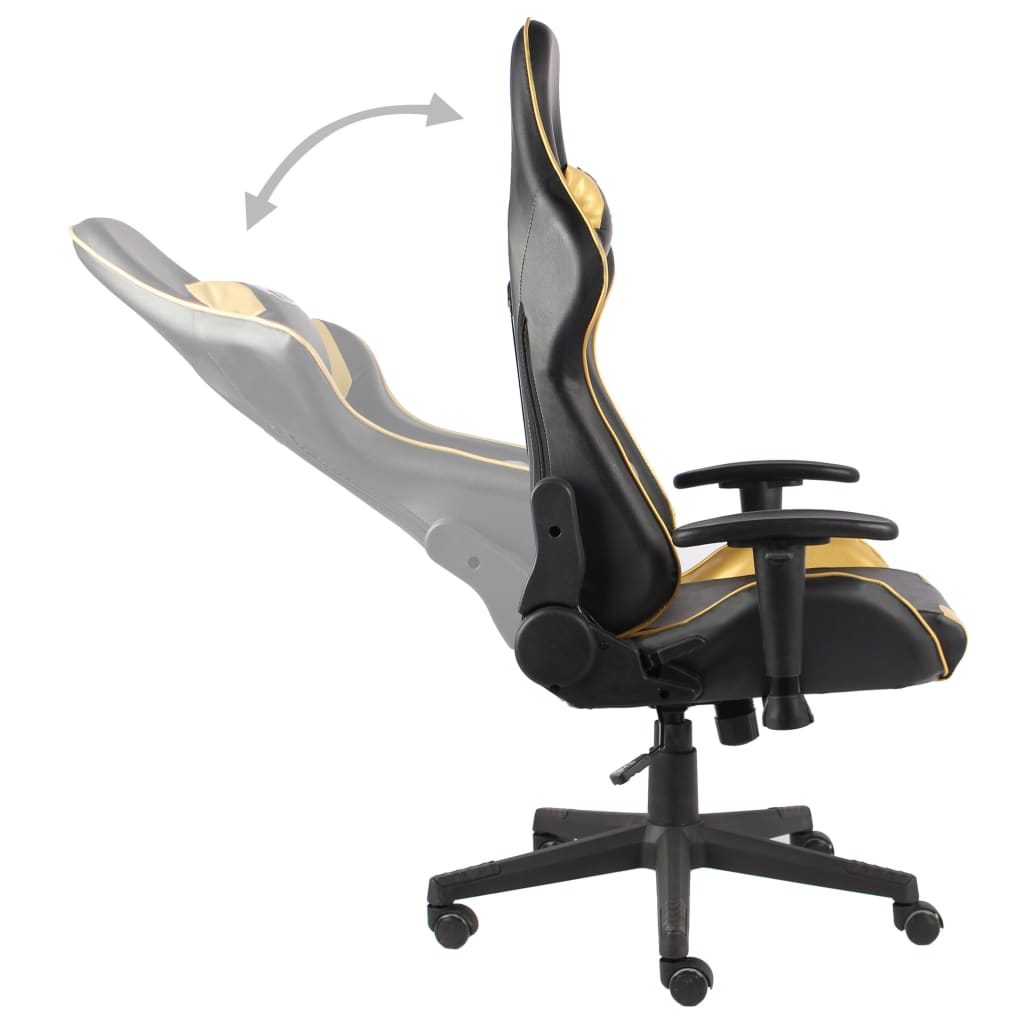 vidaXL Въртящ геймърски стол, златист, PVC
