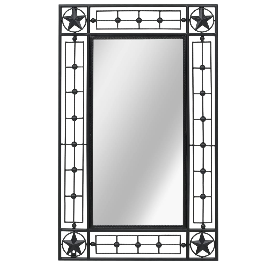vidaXL Градинско стенно огледало, правоъгълно, 50x80 см, черно