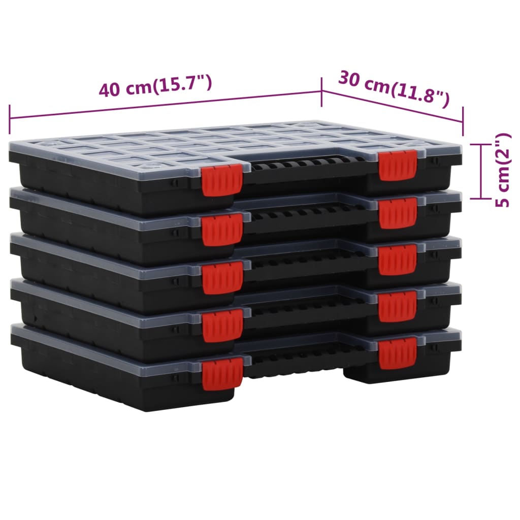 vidaXL Асортиментни кутии 5 бр 40x30x5 см полипропилен