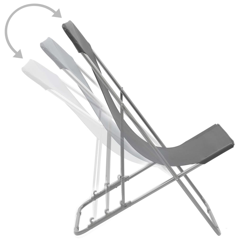 vidaXL Сгъваеми плажни столове, 2 бр, стомана и оксфорд тъкан, сиви