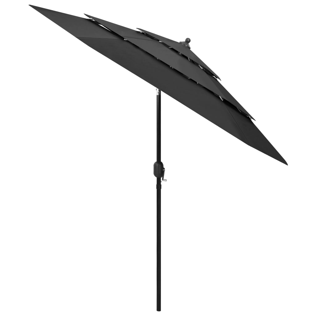 vidaXL Градински чадър на 3 нива с алуминиев прът, антрацит, 2,5 м